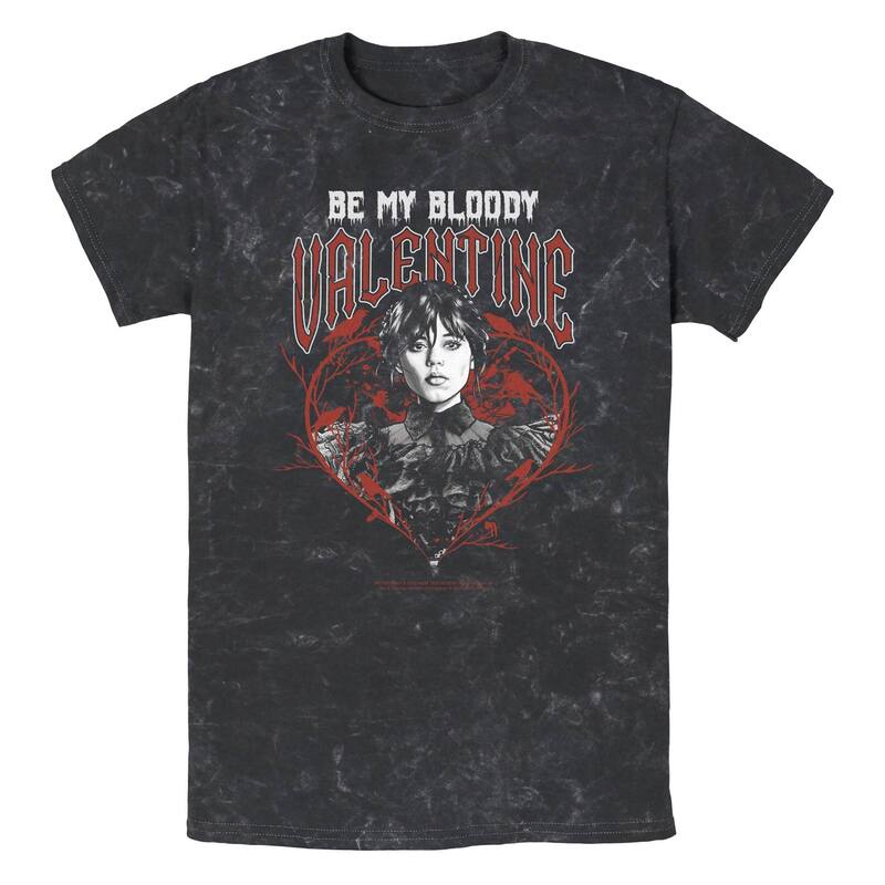 【送料無料】 ライセンス キャラクター メンズ Tシャツ トップス Men's Wednesday Be My Bloody Valentine Graphic Tee Black