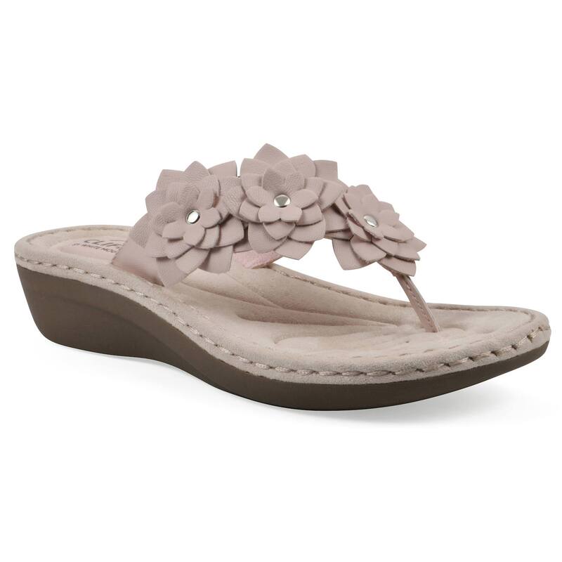 【送料無料】 クリフバイホワイトマウンテン レディース サンダル シューズ Cliffs by White Mountain Content Women's Floral Wedge Sandals Lt Pink Smooth