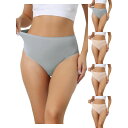 【送料無料】 アレグラ ケー レディース パンツ アンダーウェア 5 Packs Women's Hign Waist G-string Thongs Tummy Control Stretch Panties T-back Undepants Beige Grey(4)