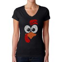 【送料無料】 エルエーポップアート レディース Tシャツ トップス Turkey Face - Women's Word Art V-neck T-shirt Black