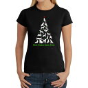 【送料無料】 エルエーポップアート レディース Tシャツ トップス Here Comes Santa Paws - Women's Word Art T-shirt Black