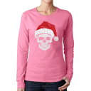【送料無料】 エルエーポップアート レディース Tシャツ トップス Santa Skull - Women's Word Art Long Sleeve T-shirt Pink