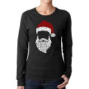 【送料無料】 エルエーポップアート レディース Tシャツ トップス Feliz Navidad Santa Claus - Women's Word Art Long Sleeve T-shirt Black