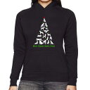 【送料無料】 エルエーポップアート レディース Tシャツ トップス Here Comes Santa Paws - Women's Word Art Hooded Sweatshirt Black