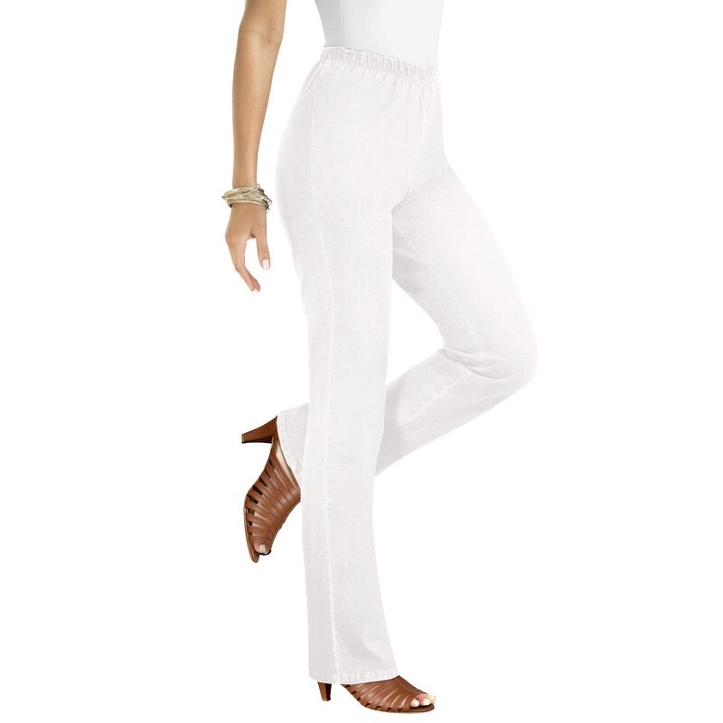 【送料無料】 ロアマンズ レディース デニムパンツ ボトムス Roaman's Women's Plus Size Tall Bootcut Comfort Stretch Jean White Denim