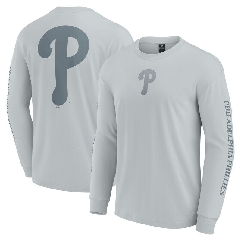 【送料無料】 ファナティクス メンズ Tシャツ トップス Men's Fanatics Gray Philadelphia Phillies Elements Strive Long Sleeve T-Shirt Phl Grey