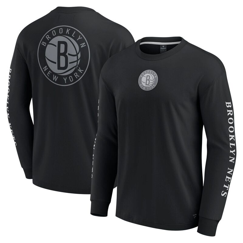 【送料無料】 ファナティクス メンズ Tシャツ トップス Men's Fanatics Black Brooklyn Nets Elements Strive Long Sleeve T-Shirt Net Black