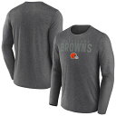 【送料無料】 ファナティクス メンズ Tシャツ トップス Men's Fanatics Heather Charcoal Cleveland Browns Blackout Long Sleeve T-Shirt Brn Charco