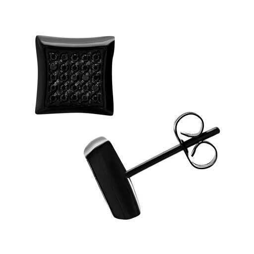 【送料無料】 アンブランデッド メンズ ピアス・イヤリング アクセサリー Men's Black Tone Stainless Steel Black Cubic Zirconia Square Stud Earrings Stainless 【送料無料】 アンブランデッド メンズ ピアス・イヤリング アクセサリー Men's Black Tone Stainless Steel Black Cubic Zirconia Square Stud Earrings Stainless