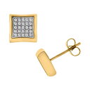 【送料無料】 アンブランデッド メンズ ピアス・イヤリング アクセサリー Men's Stainless Steel Gold Tone Cubic Zirco...