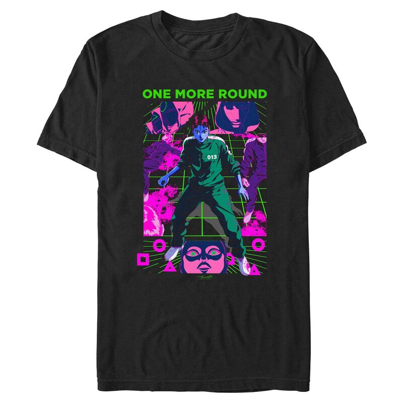 【送料無料】 ライセンス キャラクター メンズ Tシャツ トップス Men's Squid Game One More Round Graphic Tee Black