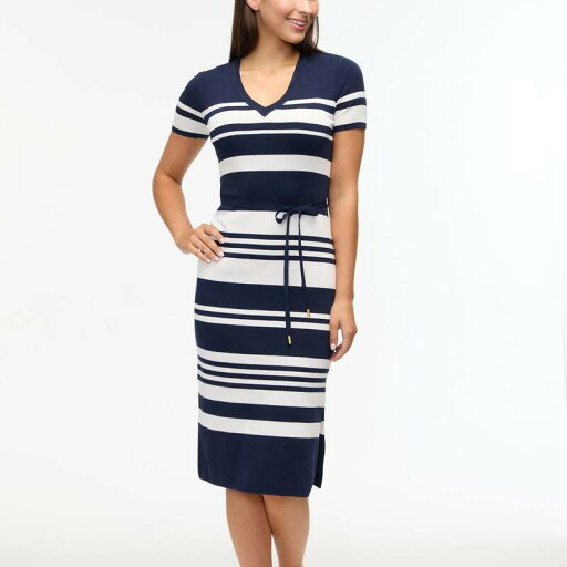 【送料無料】 エレントレイシー レディース ワンピース トップス Women's Ellen Tracy Striped Short Sleeve V-Neck Dress Navy Stripe 【送料無料】 エレントレイシー レディース ワンピース トップス Women's Ellen Tracy Striped Short Sleeve V-Neck Dress Navy Stripe