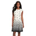 【送料無料】 ロンドンタイムス レディース ワンピース トップス Petite London Times Cap Sleeve Fit & Flare Mini Dress Cream Black(4)