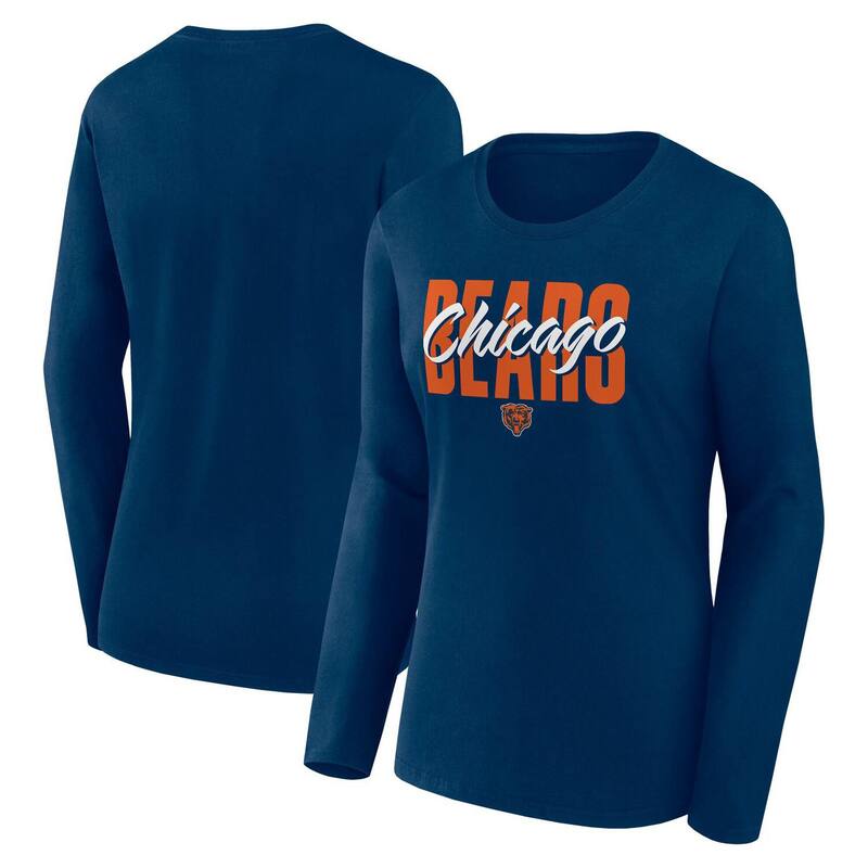 アンブランデッド レディース トップス Tシャツ Unbranded Women's Navy Chicago Bears Grip Long Slee..