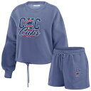 【送料無料】 ウェア バイ エリン アンドルーズ レディース ナイトウェア アンダーウェア Women's WEAR by Erin Andrews Royal Chicago Cubs Washed Fleece Sweatshirt & Shorts Lounge Set Cub Blue