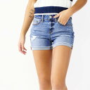 【送料無料】 エスオー レディース ハーフパンツ・ショーツ ボトムス Juniors' SO Low Rise Curvy Midi Shorts Medium Destructed