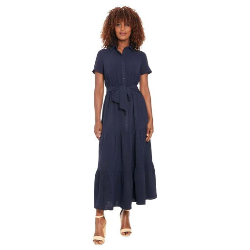 【送料無料】 ロンドンタイムス レディース ワンピース トップス Women's London Times Short Sleeve Tiered Shirt Dress Navy 【送料無料】 ロンドンタイムス レディース ワンピース トップス Women's London Times Short Sleeve Tiered Shirt Dress Navy