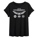 【送料無料】 マーベル レディース Tシャツ トップス Juniors' Marvel Captain America: Brave New World Ico...