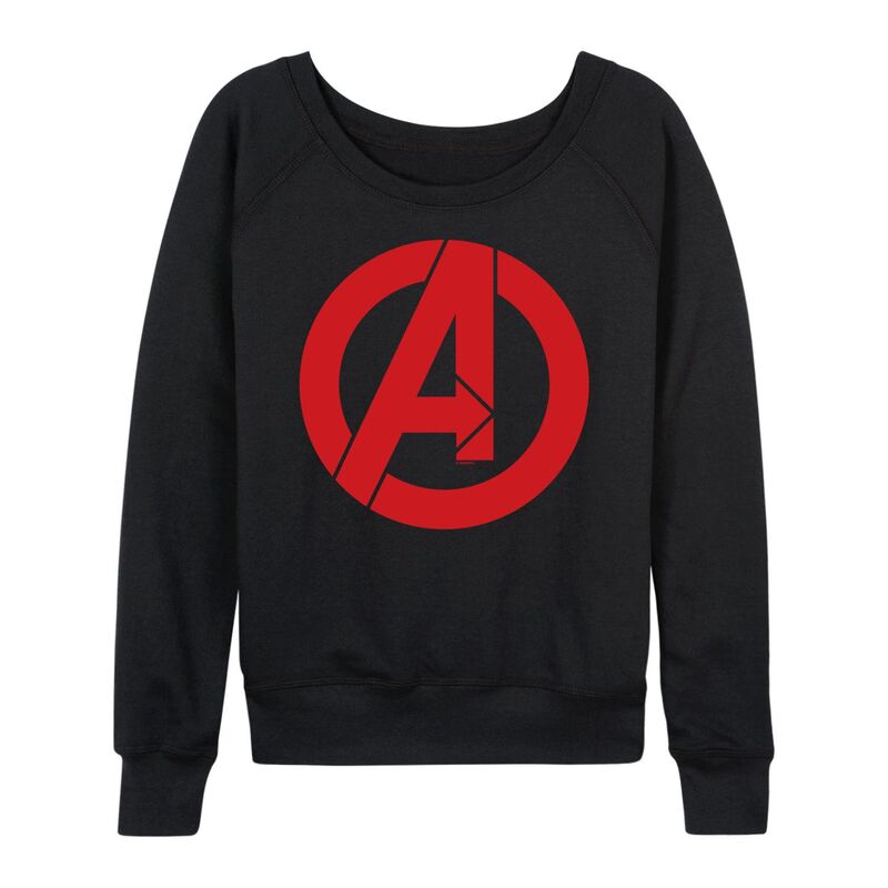 【送料無料】 マーベル レディース Tシャツ トップス Women's Avengers Logo French Terry Long Sleeve Tee Black