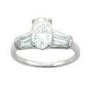 【送料無料】 チャールズ アンド コルバード レディース リング アクセサリー Charles & Colvard 14k Gold 3 1/2 Carat T.W. Lab-Created Moissanite Elongated Oval Engagement Ring White