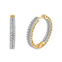 【送料無料】 アンブランデッド レディース ピアス・イヤリング アクセサリー 14k Gold 1 3/4 Carat T.W. Diamond Hoop Ea...