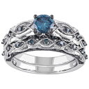 【送料無料】 ステラ グレース レディース リング アクセサリー Stella Grace 10k White Gold 1 Carat T.W Blue Di...
