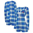 【送料無料】 アンブランデッド レディース ナイトウェア アンダーウェア Women's Concepts Sport Royal Philadelphia Phillies Ashford Plaid V-Neck Knit Romper Phl Blue(4)