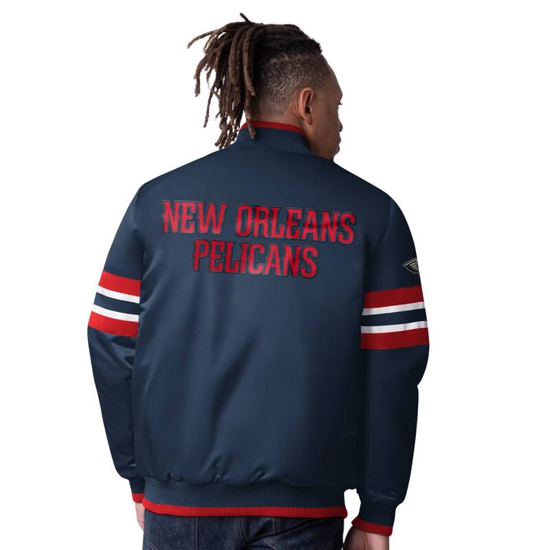 【送料無料】 スターター メンズ ジャケット・ブルゾン アウター Men's Starter Navy New Orleans Pelicans Scout Varsity Satin Full-Snap Jacket Nor Navy