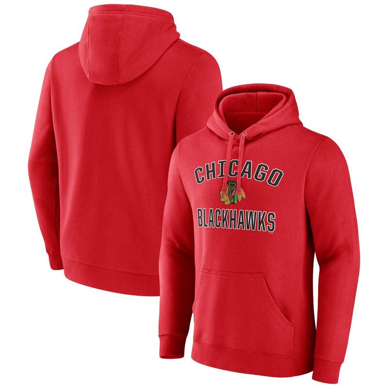 【送料無料】 ファナティクス メンズ Tシャツ トップス Men's Fanatics Red Chicago Blackhawks Victory Arch Pullover Hoodie Hwk Red
