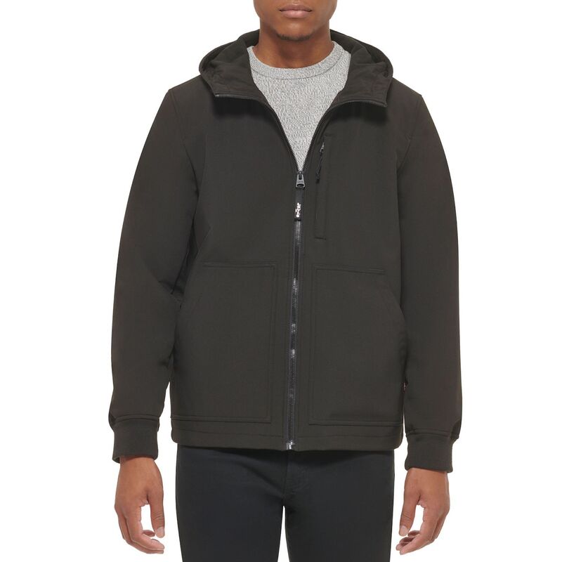 【送料無料】 リーバイス メンズ ジャケット・ブルゾン アウター Men's Levi's Softshell Utility Hooded Jacket Black