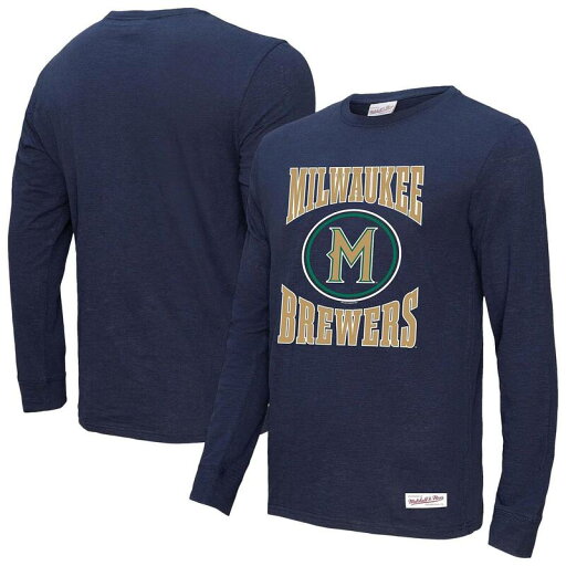 【送料無料】 ミッチェル&ネス メンズ Tシャツ トップス Men's Mitchell & Ness Navy Milwaukee Brewers Arched Logo Slub Long Sleeve T-Shirt Brw Navy 【送料無料】 ミッチェル&ネス メンズ Tシャツ トップス Men's Mitchell & Ness Navy Milwaukee Brewers Arched Logo Slub Long Sleeve T-Shirt Brw Navy