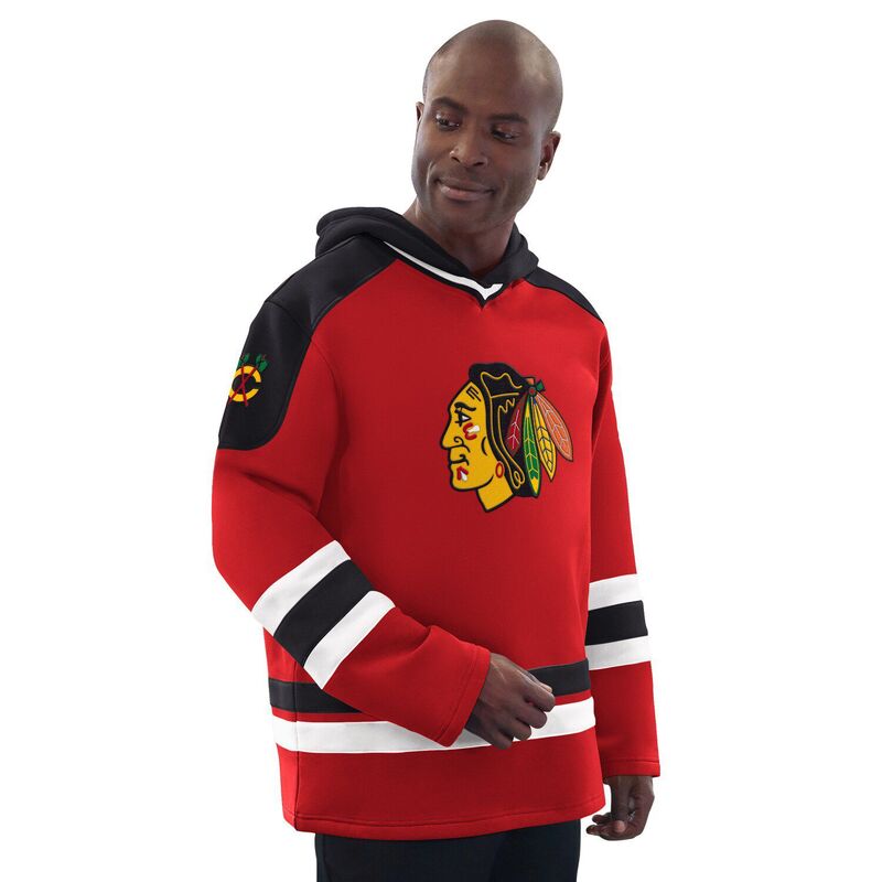 【送料無料】 スターター メンズ Tシャツ トップス Men's Starter Red/Black Chicago Blackhawks Hockey Pullover Hoodie Hwk Red