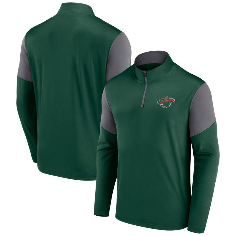 【送料無料】 ファナティクス メンズ Tシャツ トップス Men's Fanatics Green Minnesota Wild Logo Quarter-Zip Top Wld Green