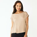 【送料無料】 ナインウェスト レディース シャツ トップス Petite Nine West Short Sleeve Silky Tee Beige(4)
