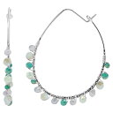 【送料無料】 LC Lauren Conrad レディース ピアス・イヤリング アクセサリー LC Lauren Conrad Silver Tone Teal Beaded Hoop Earrings Multi(4)