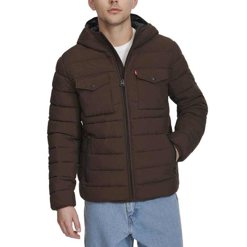 リーバイス メンズ アウター ジャケット・ブルゾン フーデッドジャケット キルティング Men's Levi'stretch Two Pocket Quilted Hooded Jacket Chocolate Brown ブラウン