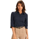 【送料無料】 アレグラ ケー レディース シャツ トップス Dressy Button Shirt for Women's Hidden Placket Petal 3/4 Sleeve Office Tops Navy Blue