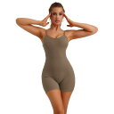 【送料無料】 アレグラ ケー レディース シャツ トップス Women's V Neck Sleeveless Unitard Adjustable Strap Rompers Sling Shorts Bodysuit Dark Brown