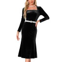 【送料無料】 アレグラ ケー レディース ワンピース トップス Velvet Dress for Women's Square Neck Long Sleeve...