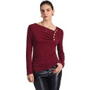 【送料無料】 アレグラ ケー レディース Tシャツ トップス Asymmetrical Neck Shirt for Women's Button Decor ...