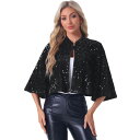【送料無料】 アレグラ ケー レディース ニット・セーター アウター Sequin Bolero Shrug for Women's Velevet Cape Bridal Cover Up Evening Shawl Wraps Black
