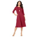 【送料無料】 ロアマンズ レディース ワンピース トップス Roaman's Women's Plus Size Ultrasmooth Fabric Boatneck Swing Dress Classic Red