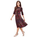 【送料無料】 ロアマンズ レディース ワンピース トップス Roaman's Women's Plus Size Ultrasmooth Fabric Boatneck Swing Dress Multi Mirrored