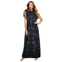 【送料無料】 ロアマンズ レディース ワンピース トップス Roaman's Women's Plus Size Beaded Cape Gown Black