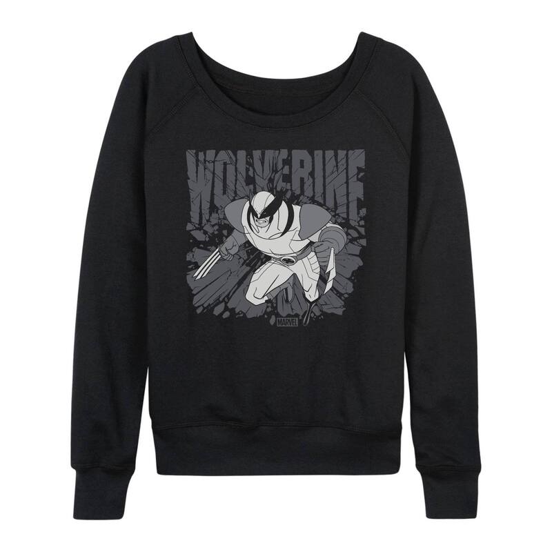 【送料無料】 マーベル レディース Tシャツ トップス Women's Marvel Wolverine Monochrome French Terry Long Sleeve Tee Black