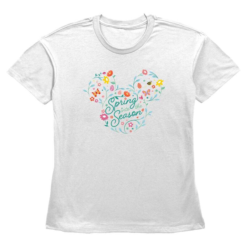 【送料無料】 ディズニー レディース Tシャツ トップス Disney's Mickey Mouse Spring Into The Season Women's Graphic Tee White