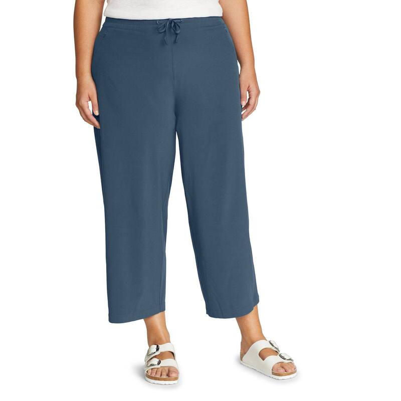楽天ReVida 楽天市場店エディー バウアー レディース ボトムス カジュアルパンツ ワイドレッグ プラスサイズ Plusizeddie Bauer Departure UPF 50+ Wide Leg Cropants Dusk