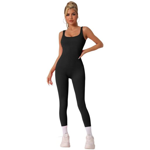 【送料無料】 アレグラ ケー レディース シャツ トップス Women's U Neck One Piece Jumpsuit Workout Bodysuit Sleeveless Tummy Control Ribbed Shapewear Black 【送料無料】 アレグラ ケー レディース シャツ トップス Women's U Neck One Piece Jumpsuit Workout Bodysuit Sleeveless Tummy Control Ribbed Shapewear Black