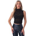 【送料無料】 アレグラ ケー レディース Tシャツ トップス Mock Neck Ruched Top for Women's Sleeveless Mesh ...