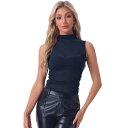 【送料無料】 アレグラ ケー レディース Tシャツ トップス Mock Neck Ruched Top for Women's Sleeveless Mesh ...